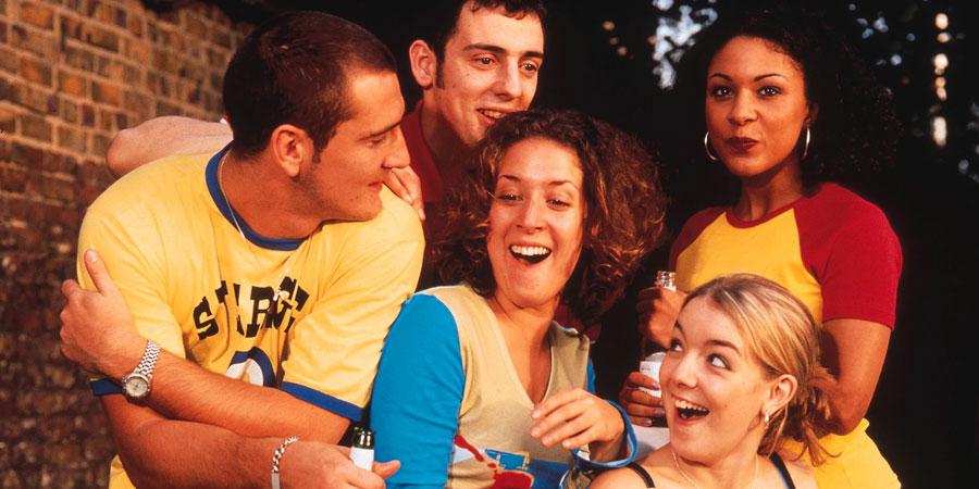  Kathryn, far right, in Two Pints Of Lager And A Packet Of Crisps