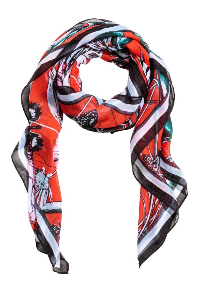  Add a touch of colour to your ensemble with this printed scarf