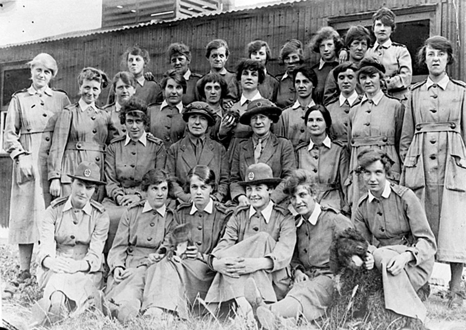  A group photograph of members of the Women's Auxiliary Corps which was formed in Britain in 1917