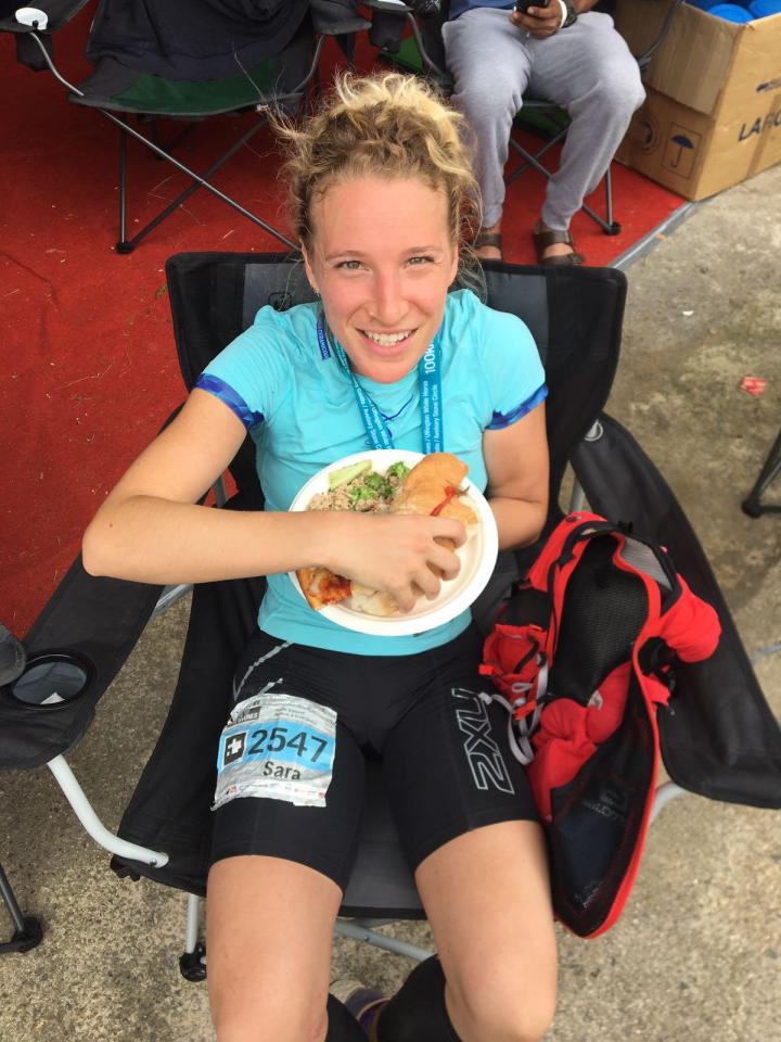  Refuelling after finishing the 62-mile race: Sara is now considering her next challenge