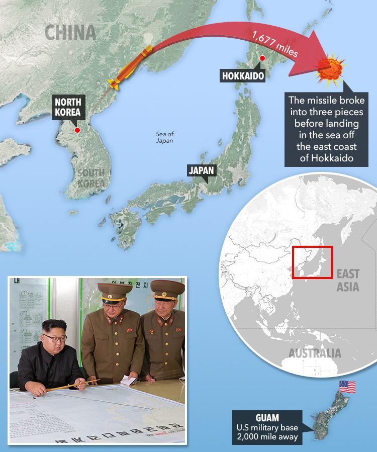  North Korea launched a missile over Japan at around 6am local time this morning