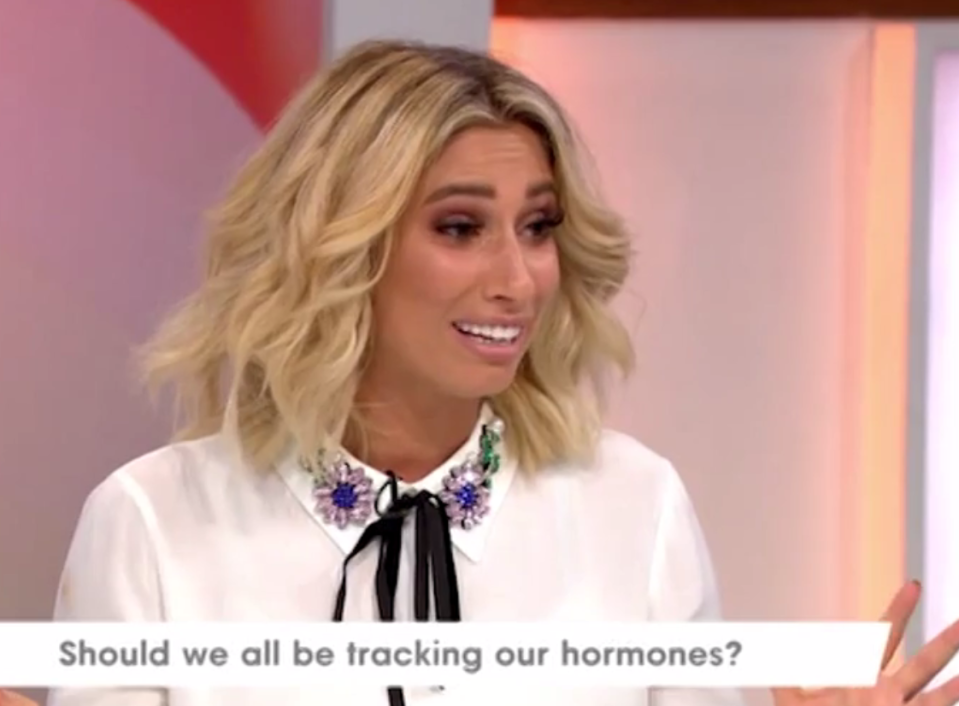  Stace joked to the Loose Women panel Joe was tracking her menstrual cycle