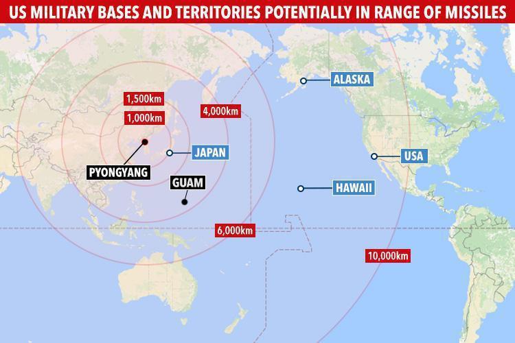 Guam is just over 2,000 miles from North Korea