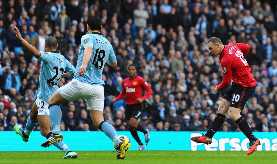  Rooney scores at the Etihad during a Premier League fixture in December, 2012