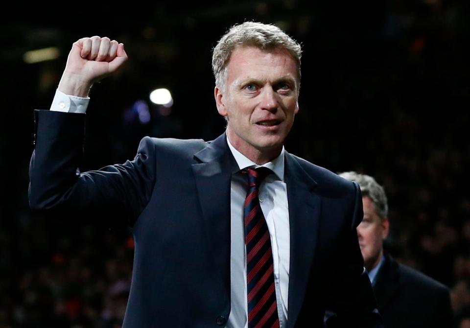  David Moyes celebrates winning a Champions League knock-out tie in 2014