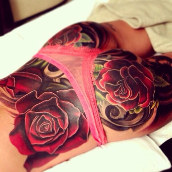  Cheryl Cole had roses inked over her bum and lower back