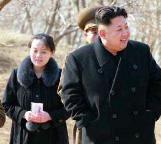  The illusive sister of North Korean dictator Kim Jong-un, is pictured on a rare public outing with her older brother