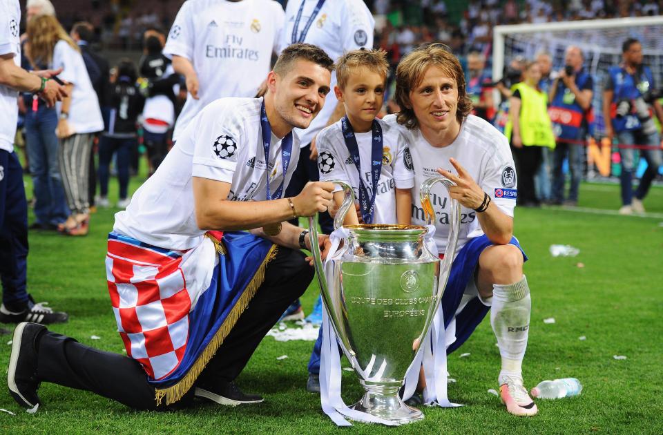  Croatia internationals Mateo Kovacic and Luka Modric with Champions League