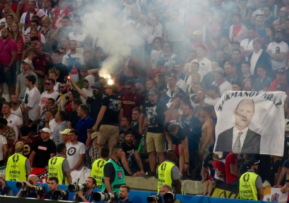  Unsettling scenes inside the stadium in Marseilles