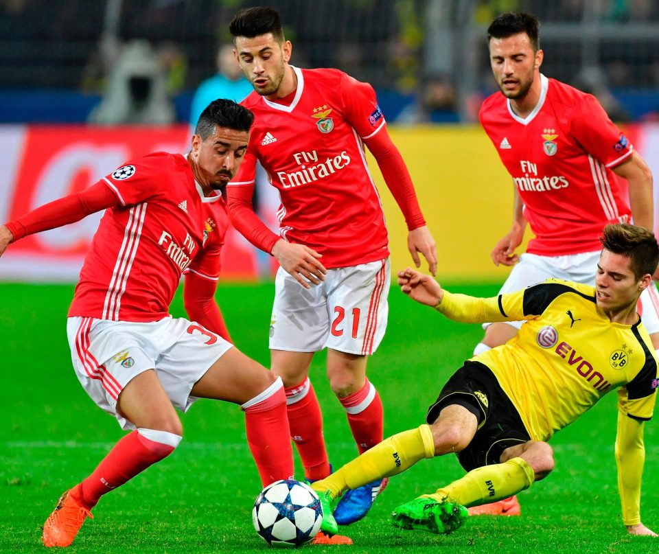  Almeida vies for the ball with Dortmund's Julian Weigl in another Euro tussle