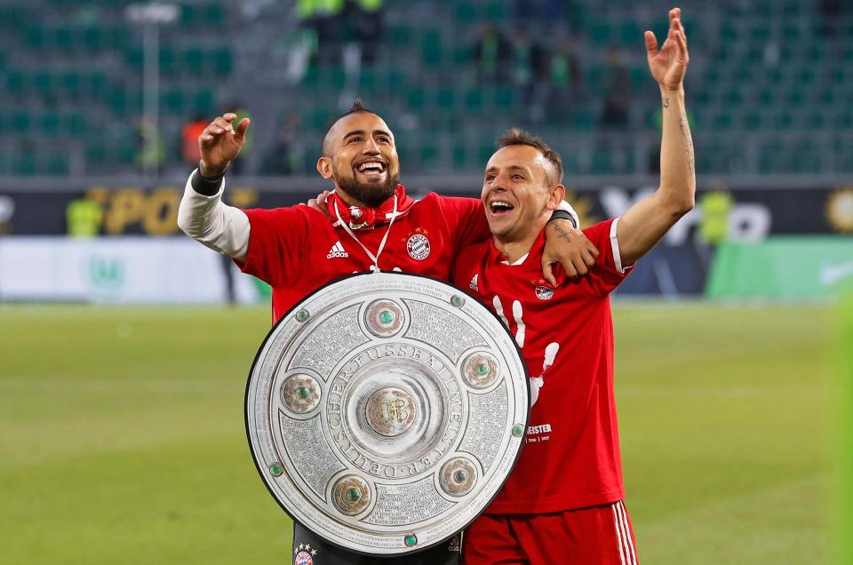  Arturo Vidal and Rafinha have had plenty to celebrate at Bayern