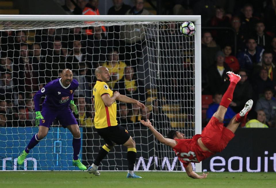  Emre Can scores a sensational goal for Liverpool against Watford