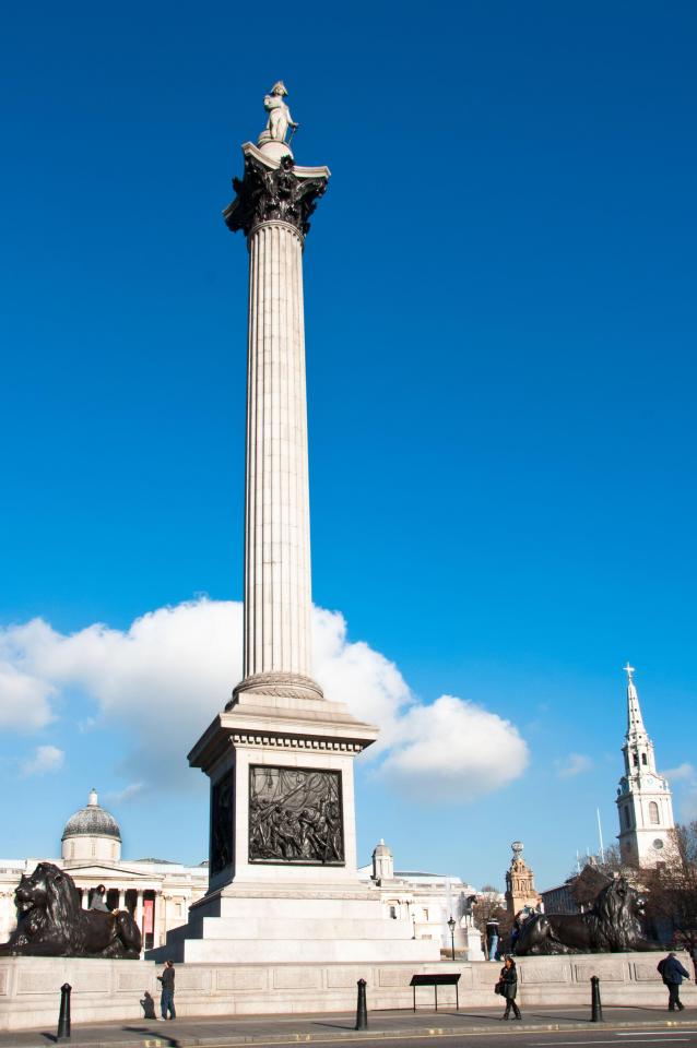  The monument stands in London's Trafalgar Square and is one of the most iconic in the capital