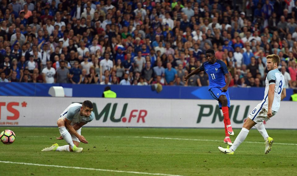  Dembele, seen scoring for France against England, is regarded as one of the best young talents in world football