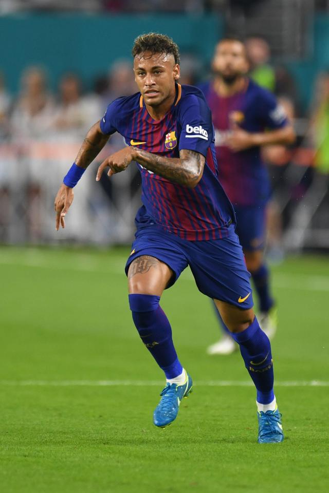  Neymar in action for Barcelona during pre-season but is likely to leave