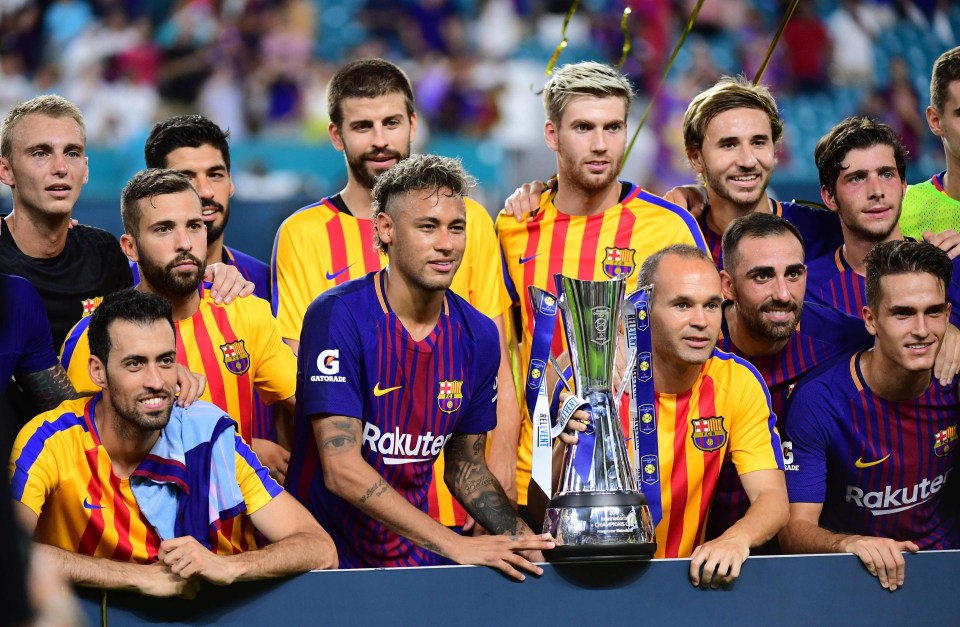 Neymar and Andres Iniesta lift International Champions Cup in pre-season