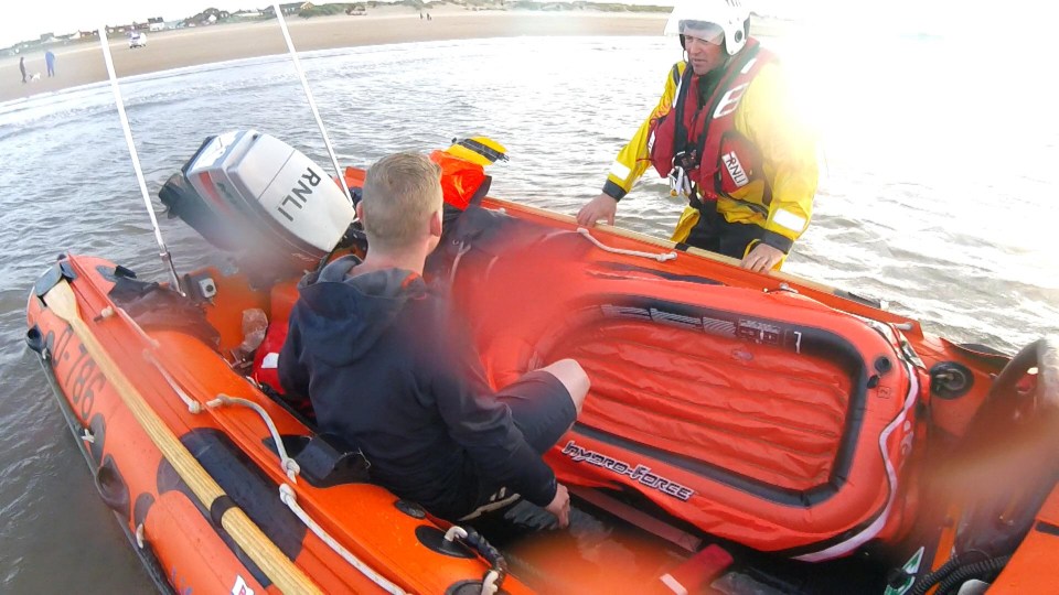 Crews rescued the man after he was spotted floating further out to sea 