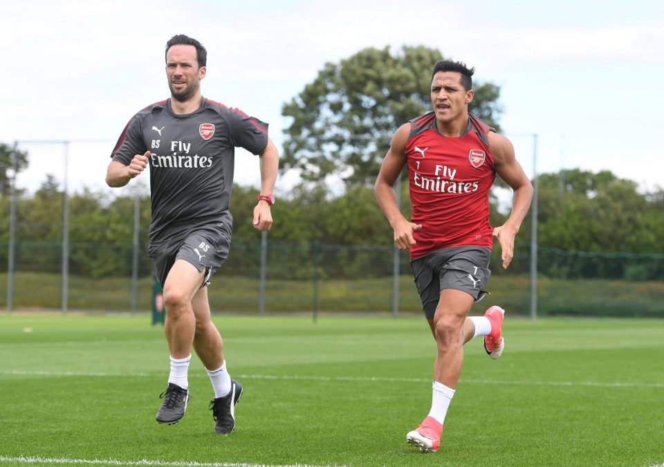  Alexis Sanchez took part in drills away from the first-team as he catches up with the pre-season action