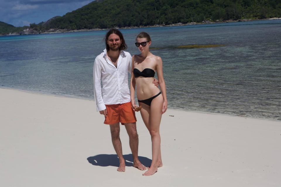  Richard with his Russian wife Katia, 26, on their wedding holiday in December last year