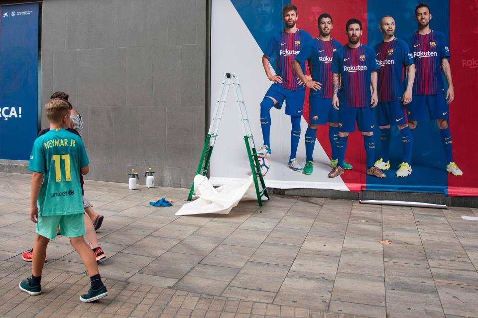  A poster with Neymar on has also been removed from the Nou Camp