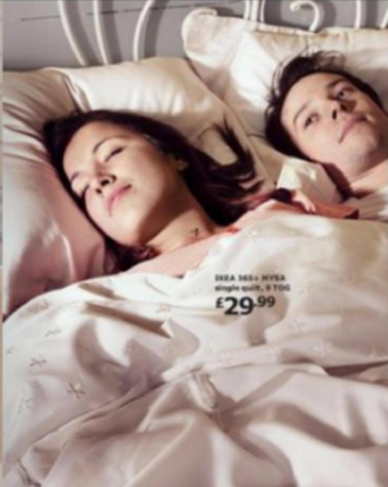  The UK catalogue features a man and a woman in bed together