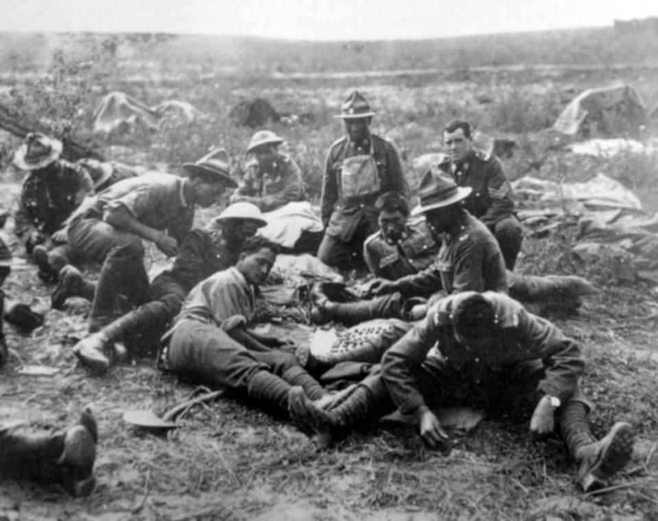  Maori troops resting on the Western Front