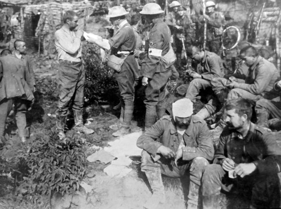  British medics patch up German troops on the Western Front - a regular occurrence