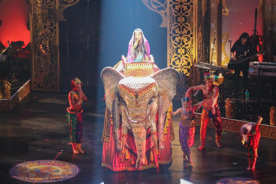  The Star of India gives Cher that exotic look while riding a prop elephant