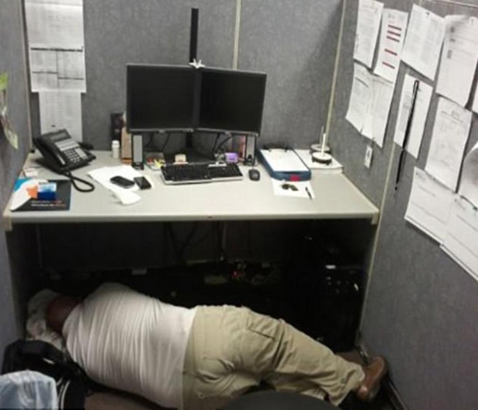 Need more room, lie down under your desk, nobody will notice!