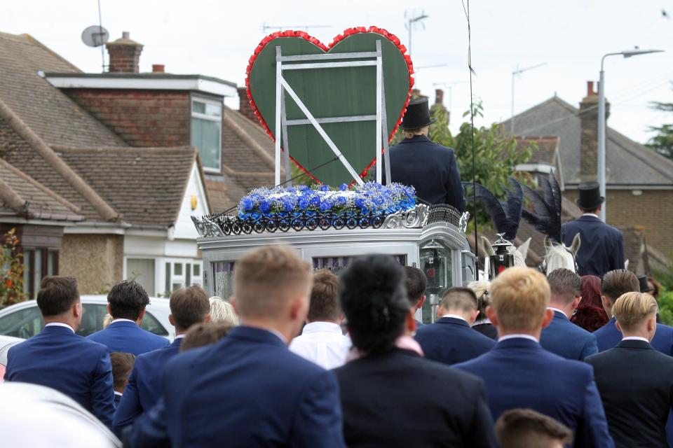  The young man died after he was attacked at Cobham Services - his funeral took place today