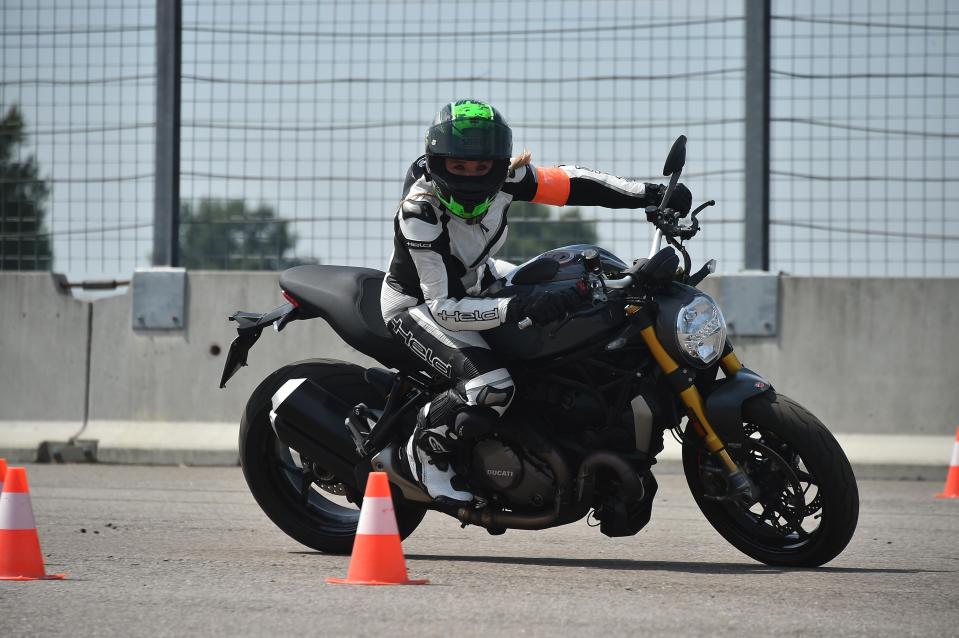  Bike journo Joanna Benz testing out the new Ducati DRE Safety riding course