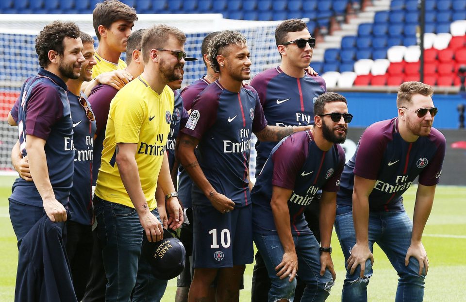  Neymar brought along his friends and family as he was unveiled by PSG