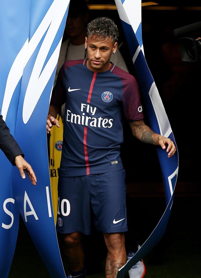  Neymar was presented by PSG after completing his £198million move from Barcelona