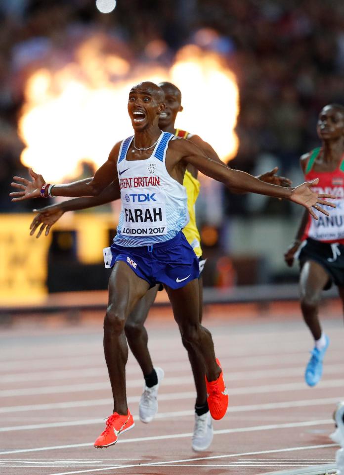  Special effects greeted Farah coming home to take the gold