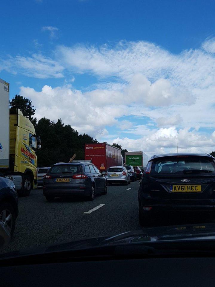  Massive 15-mile long traffic jams formed after the crash on the northbound carriageway