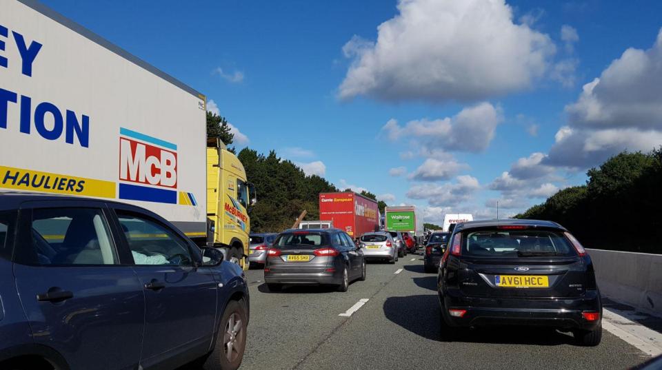  The crash happened at around 8.30am when a lorry and a flatbed car collided