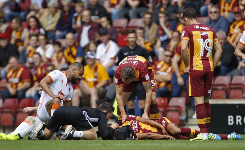  The game was held up for eight minutes as full-back Adam Chicksen received oxygen on the pitch