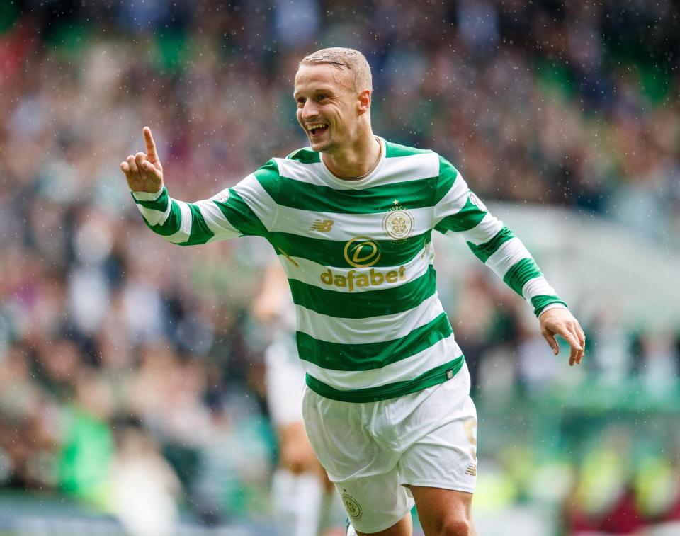  Celtic's Leigh Griffiths scored twice in the match against Hearts