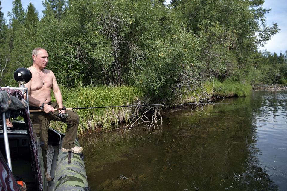  White Russian...Putin fishes shirtless in a bid to get a tan