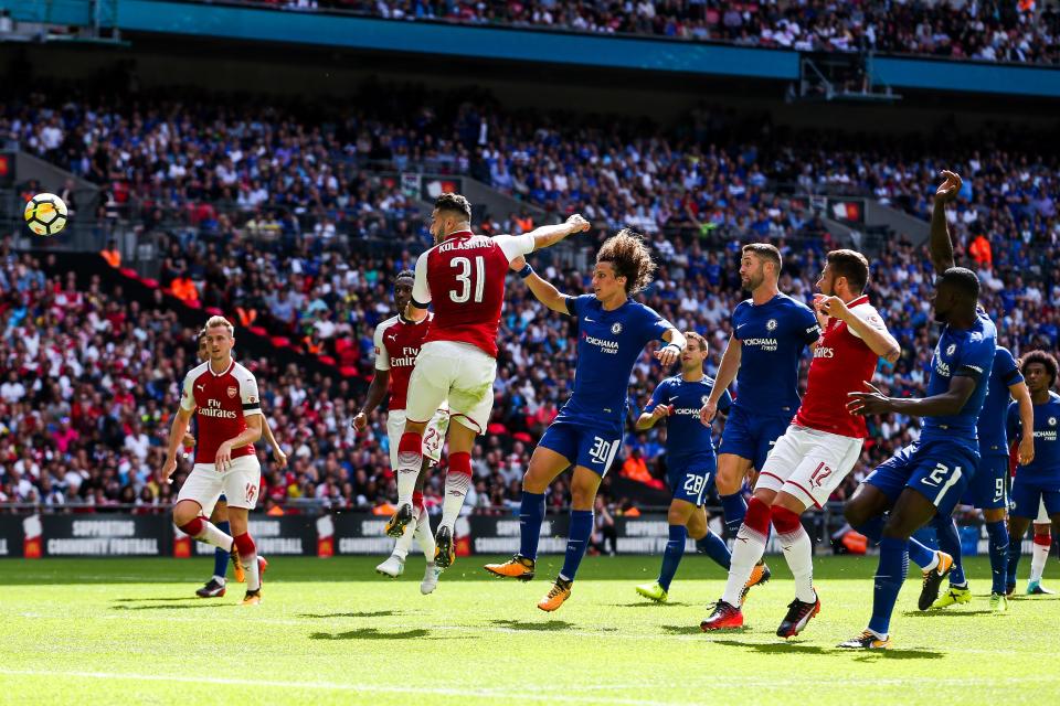  Arsenal new boy Sead Kolasinac headed home a late equaliser at Wembley