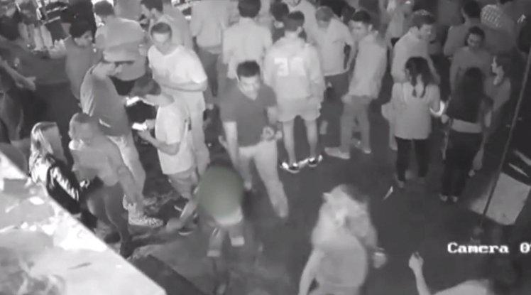 CCTV footage shows the woman leading Mr Premjee from the bar