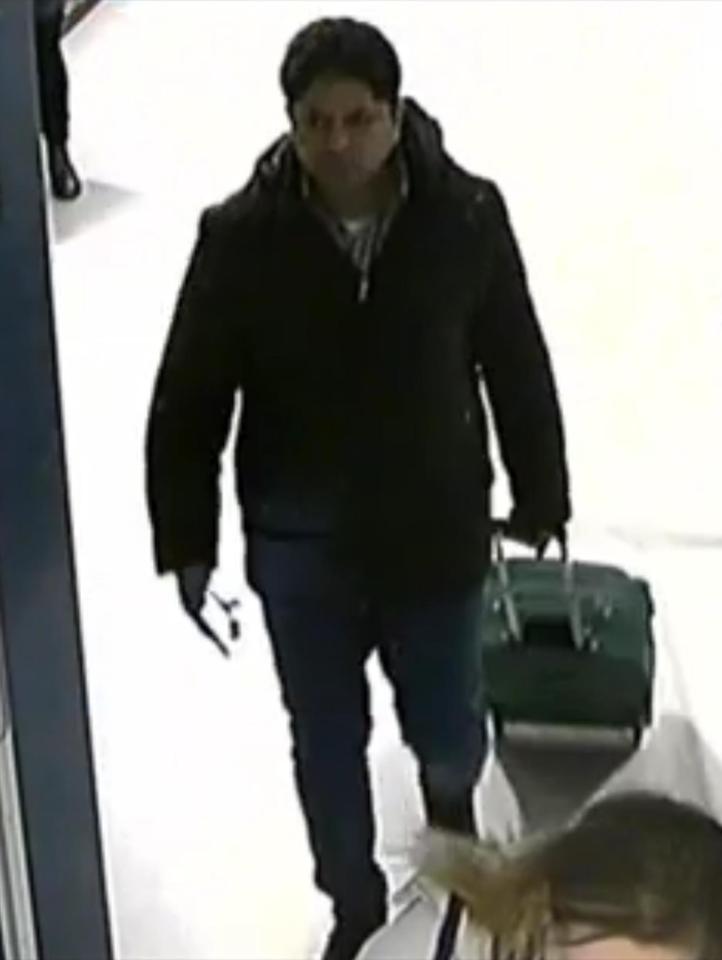 CCTV still issued by Greater Manchester Police of Nadeem Muhammad, 43, at Manchester Airport with a pipe bomb in his hand luggage