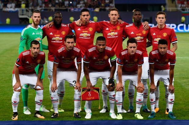 Manchester United line up before taking on Real Madrid in Macedonia