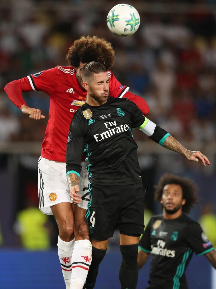  The Man United midfielder clashed heads with Sergio Ramos