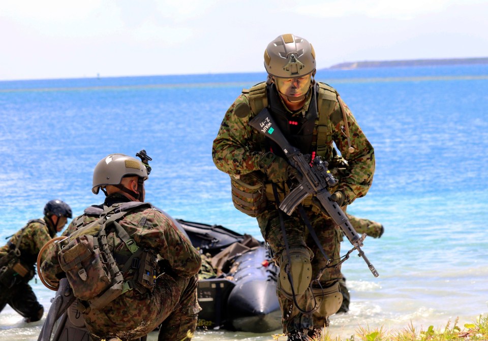 Japanese soldiers during an exercise on the US Naval Base Guam