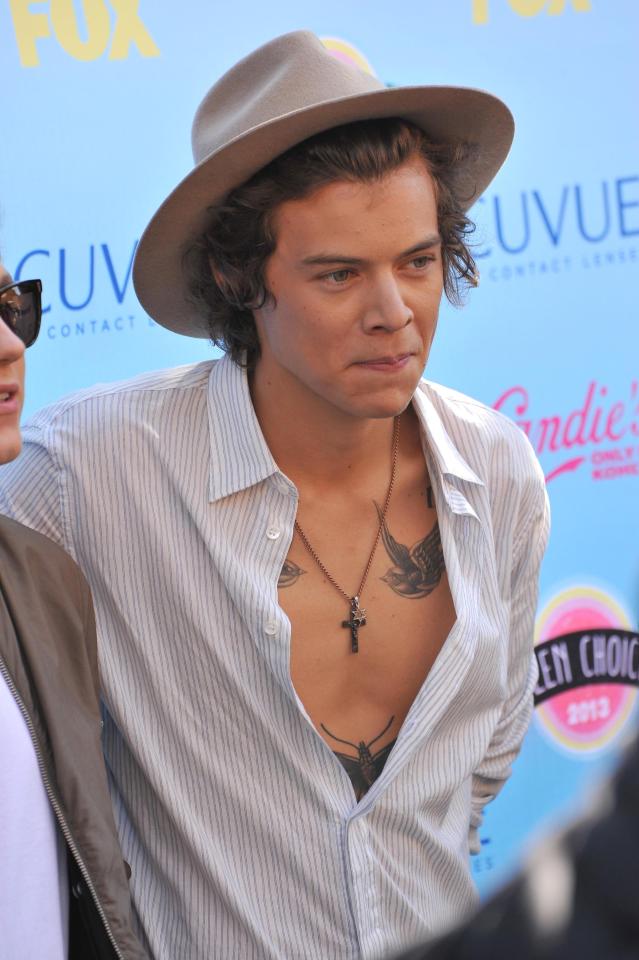  Harry Styles is another celeb with tattoos dotted over his chest and abdomen