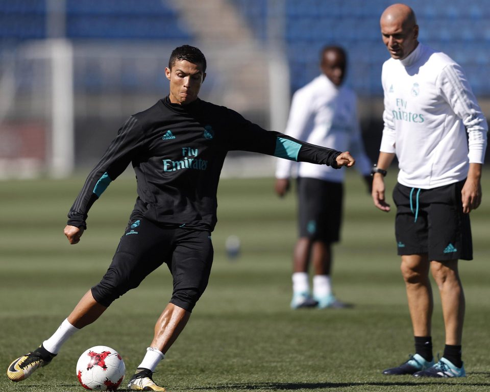  Cristiano Ronaldo limbers up in the build-up to Sunday's showdown with Barcelona