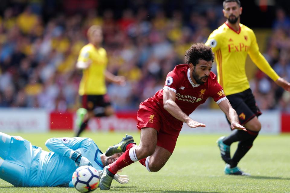  Watford's keeper couldn't keep up with Mohamed Salah's pace as he conceded a penalty