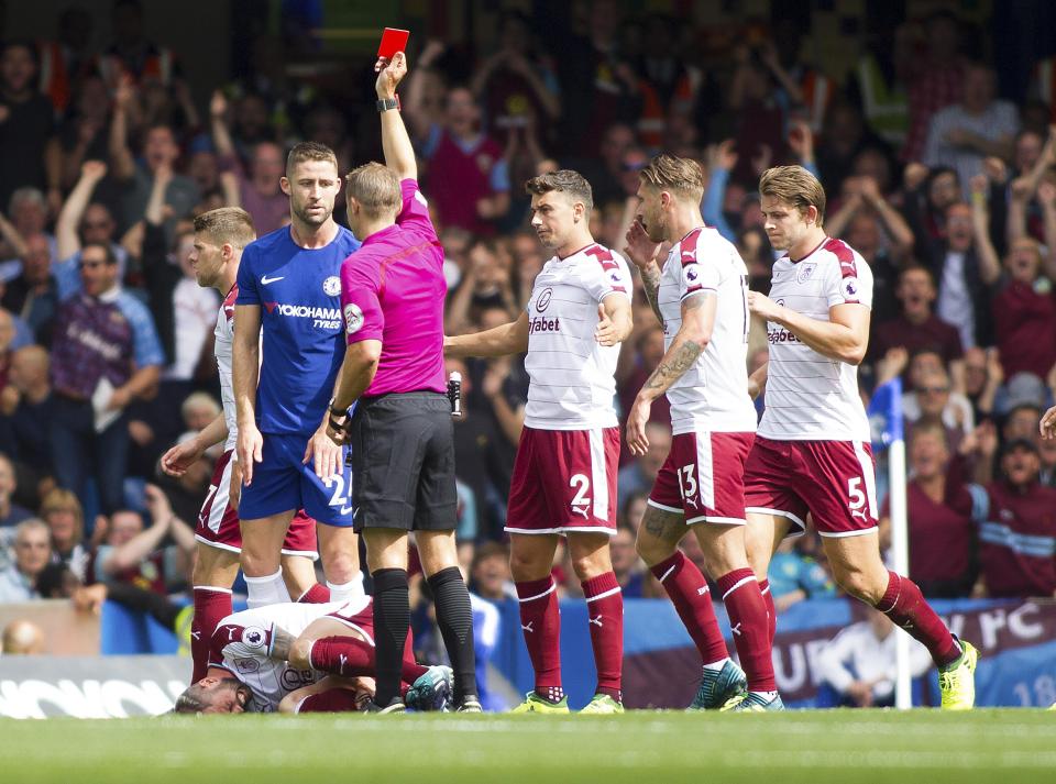 Gary Cahill will miss the next game against Spurs after seeing red on opening day