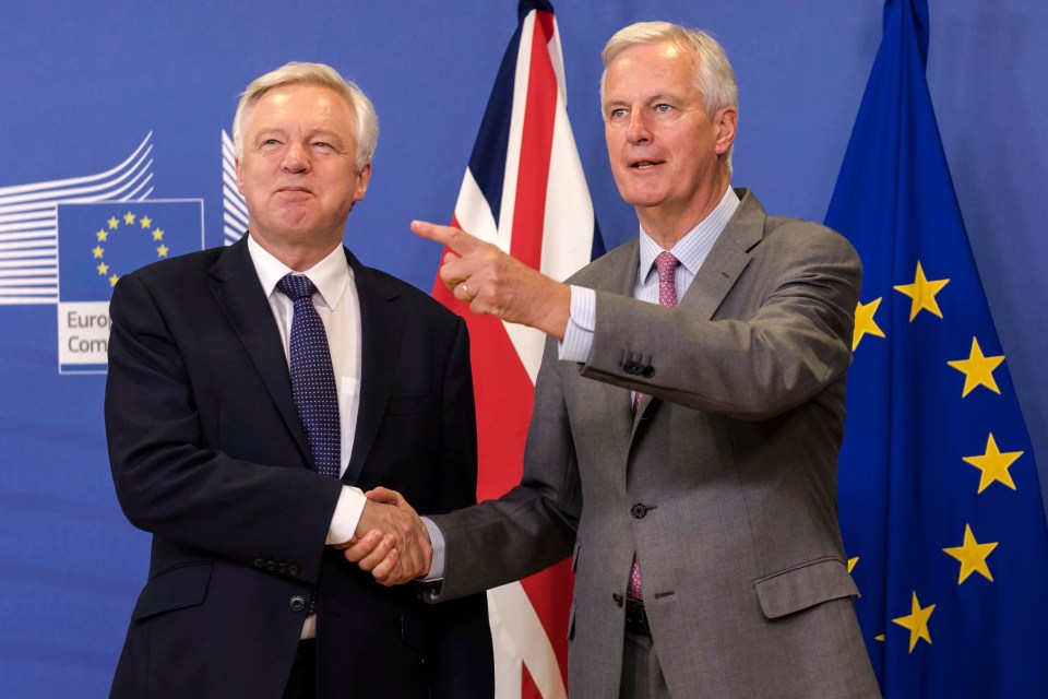 David Davis (left) with chief EU negotiator Michel Barnier (right)